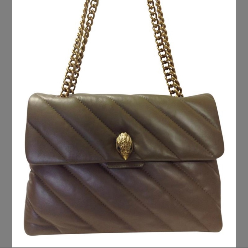 Kurt Geiger London Kensington Large Soft Khaki Leather Shoulder Bag